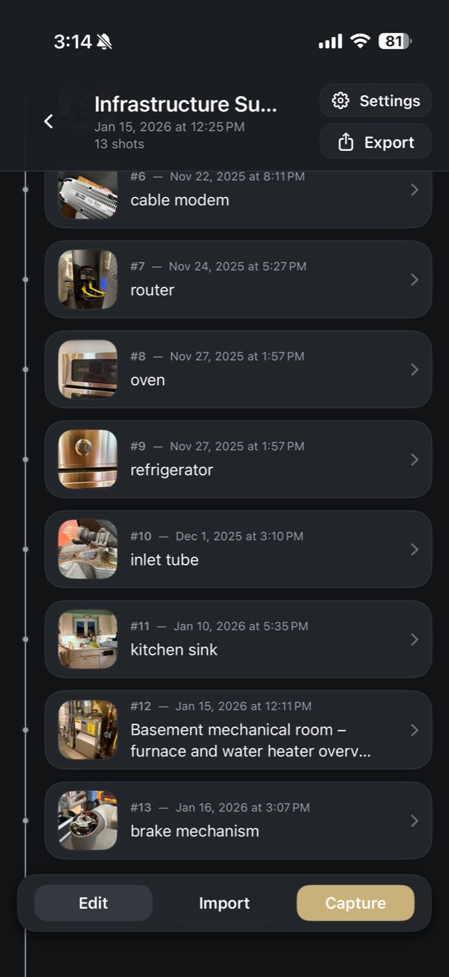 Timeline organization screenshot